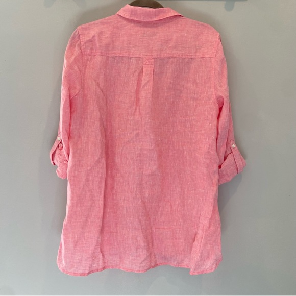 TALBOTS Linen Popover 1/2 Button Down Tunic Top Large NWOT - Picture 4 of 7